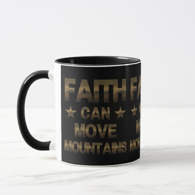 Caneca Escritura da bíblia A fé cristã pode mover montanh (Esquerda)