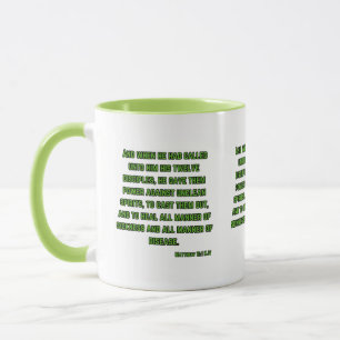Caneca Escritura de Bíblia do Matthew 10:1 KJV com dois t