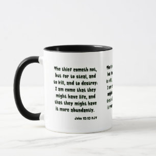 Caneca Escritura de Bíblia John 10:10 KJV de dois tons