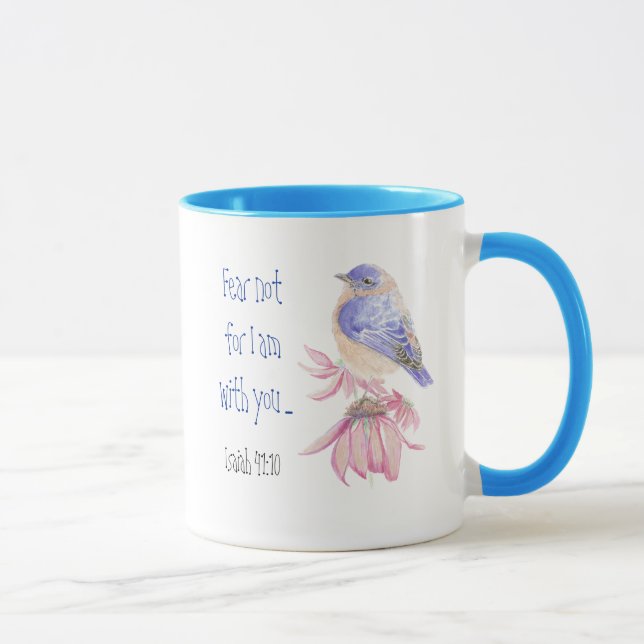 Caneca Escritura Inspiracional Isaiah 40:10 Bluebird (Direita)