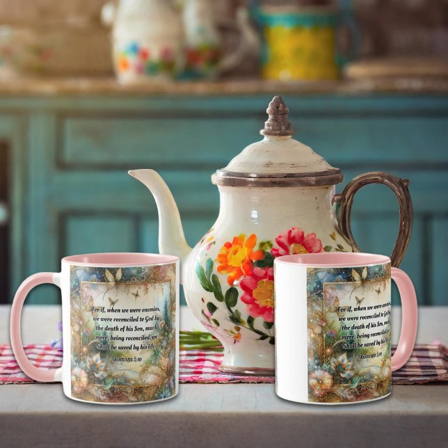 Caneca Escritura Romana Floral Dourada e Elegante (Criador carregado)