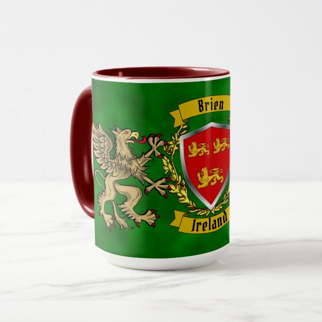 Caneca Escudo Irlandês Brien/Bryan e Griffins Personaliza (Frente Esquerda)