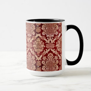 Caneca Escuro Elegante Vintage Dark Beige Damask Weave