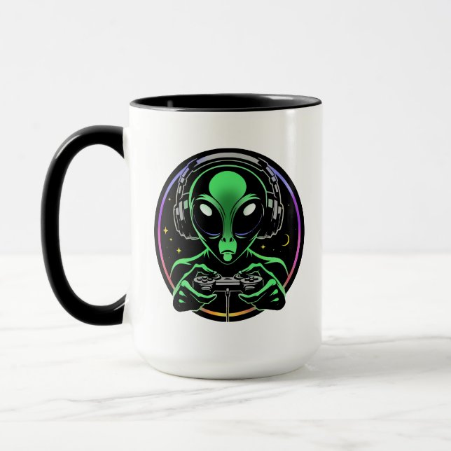 Caneca Esmagador de Botões Estelar | Alien Jogando Video  (Esquerda)