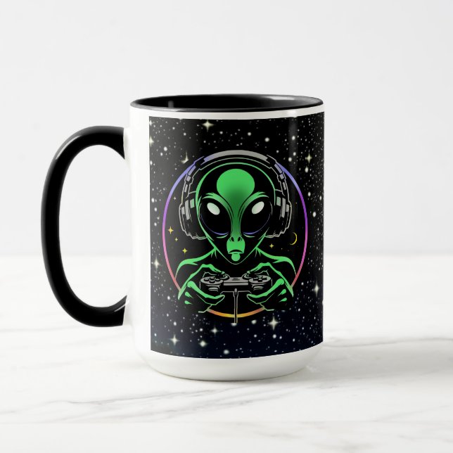 Caneca Esmagador de Botões Estelar | Alien Jogando Video  (Esquerda)