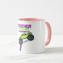 Caneca Esmagando-o MONSTER TRUCK PINK NOME DA IDADE DE An