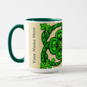 Caneca Esmeralda Verde Sem Costura Trevo de Quatro Folhas