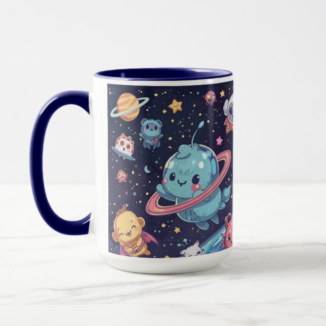 Caneca Espacial Fofa – Design Adorável de Galáxia (Esquerda)