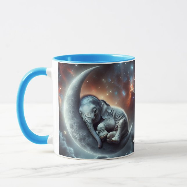 Caneca Espaço de elefante em lua fantasiosa (Esquerda)