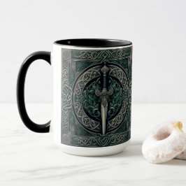 Caneca Espada Verde Celta e Prata