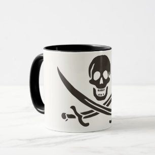 Caneca Espadas de crânio de obsidiana Bandeira pirata de