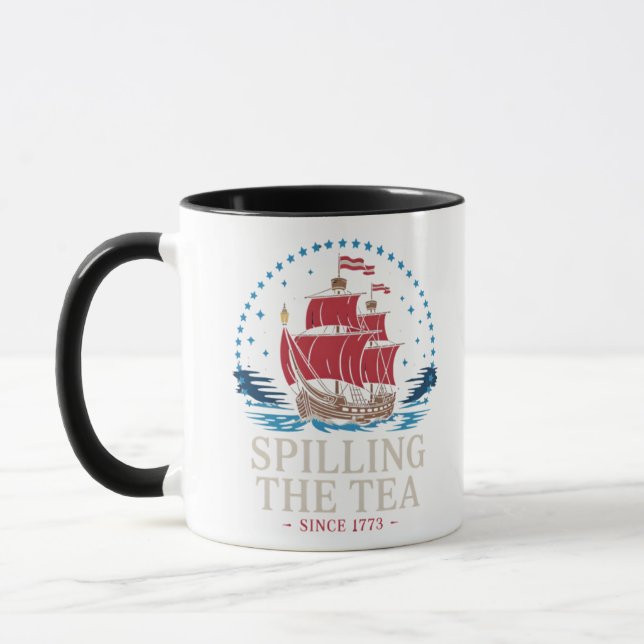 Caneca Espalhar O Chá Desde 1773 Vermelho Branco Azul Fun (Esquerda)