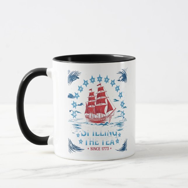 Caneca Espalhar O Chá Desde 1773 Vermelho Branco Azul Fun (Esquerda)