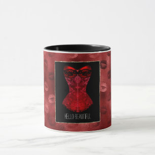 Caneca Espartilho de Lábios Vermelhos