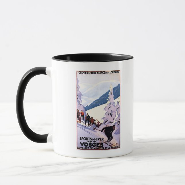 Caneca Espectadores Observando Poster Skier (Esquerda)