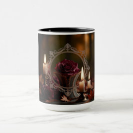 Caneca Espelho Vitoriano Ornamentado Rosa Roxa à Luz de V