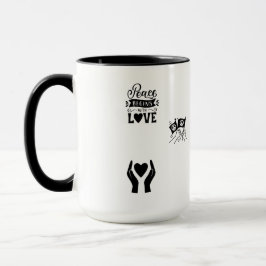 CANECA ESPERANÇA CERÂMICA BRANCA E PRETA DE DUAS CORES UM