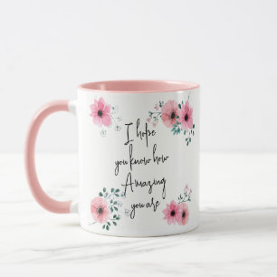 Caneca Espero que saiba Amizade Floral Rosa Aquarela