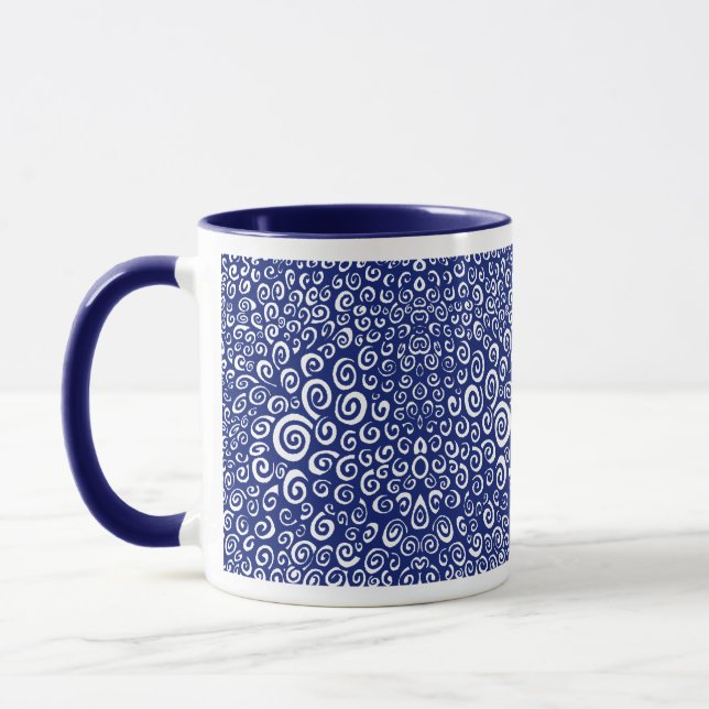 Caneca Espirais - Marinho Azul em Branco (Esquerda)