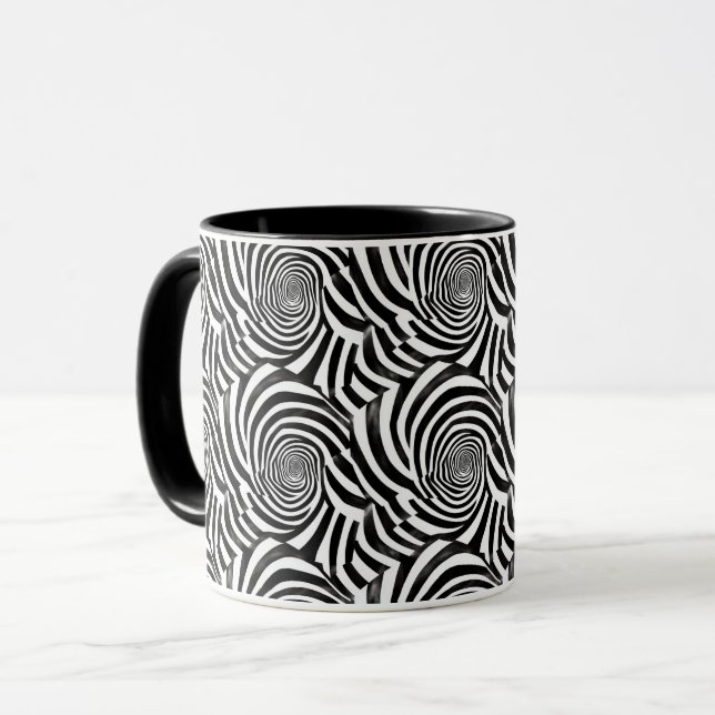 Caneca espirais preto e branco (Frente Esquerda)