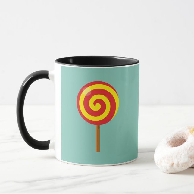 Caneca Espiral Red Yellow Lollipop (Com Donut)