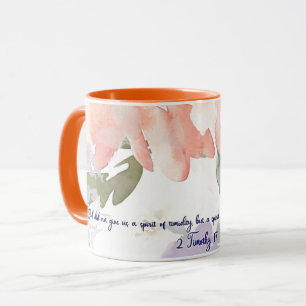Caneca Espírito de potência aquarela floral cristão