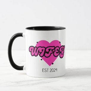 Caneca Esposa caligrafia colorida retrô