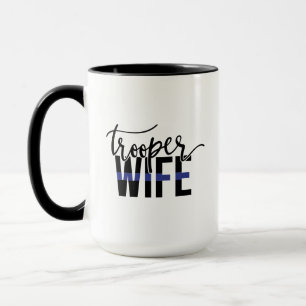 Caneca Esposa de Soldado da Linha Azul Fina Apoio à Políc