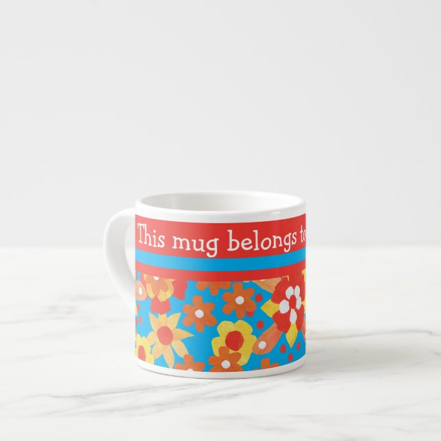 Caneca Espresso Personalizada: Flores Laranja Dits (Frente Esquerda)