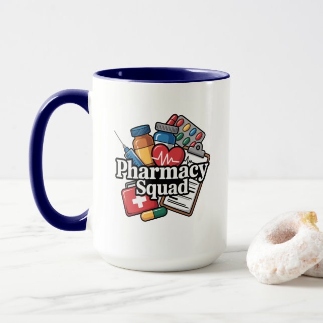 Caneca 'Esquadrão da Farmácia'. (Com Donut)