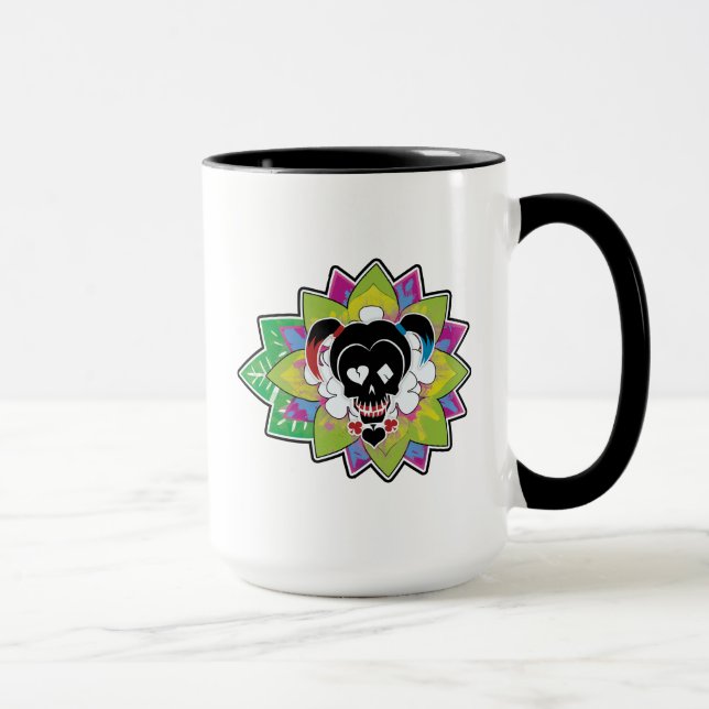 Caneca Esquadrão Suicida | Harley Quinn Skull Tattoo Art (Direita)