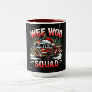 Caneca Esquadrão WEE WOO de Natal com Caminhão de Bombeir