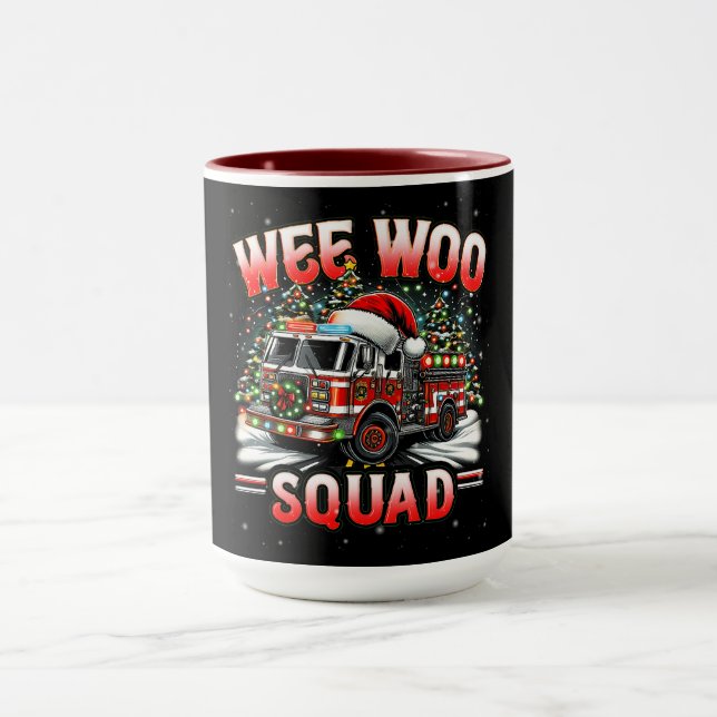 Caneca Esquadrão WEE WOO de Natal com Caminhão de Bombeir (Centro)