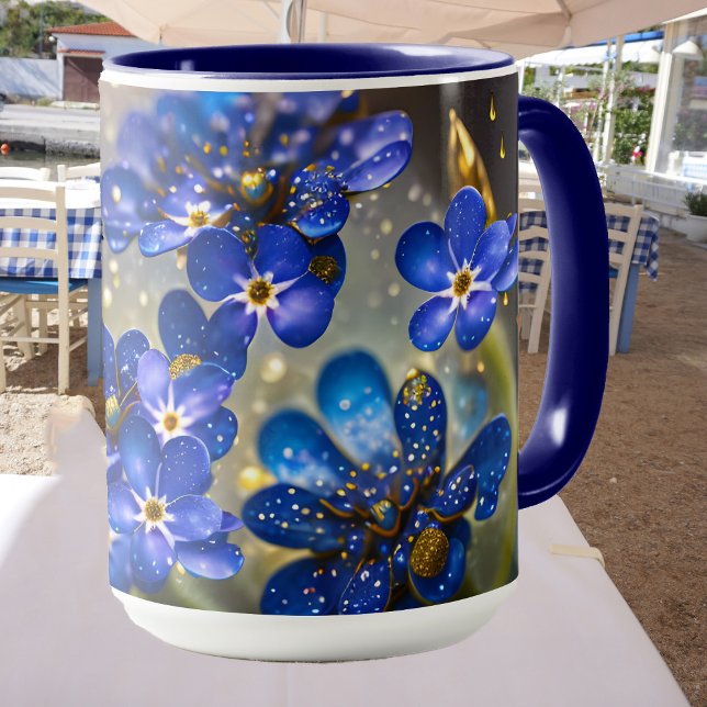 Caneca Esqueça-me, não flor com sotaque de ouro (Criador carregado)
