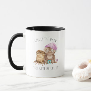 Caneca Esqueça o Verme Coruja Engraçada em Aquarela