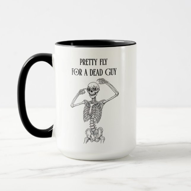 Caneca Esqueleto engraçado de Halloween Bonito Voo Para u (Esquerda)