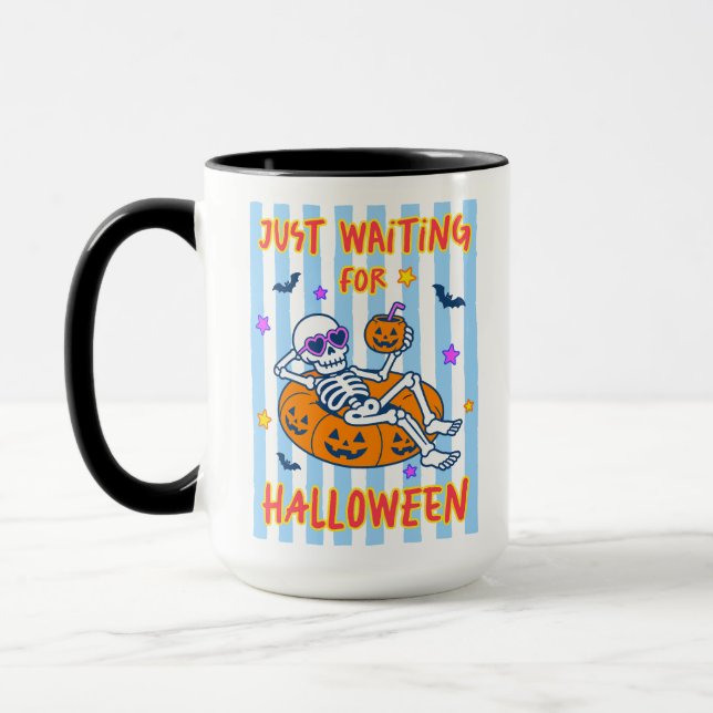 Caneca Esqueleto Esperando pelo Halloween (Esquerda)