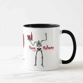 Caneca Esqueleto Feliz Halloween Sem Cabeça