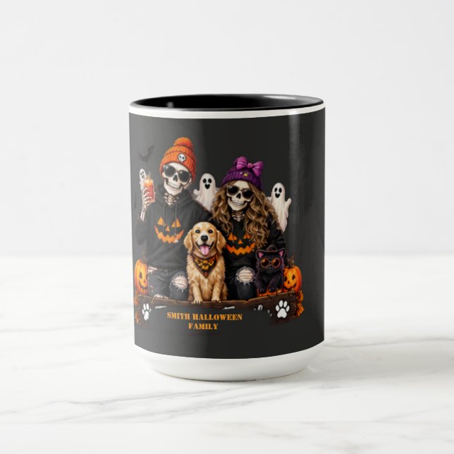 Caneca Esqueleto Personalizado de Halloween Fique Assusta (Centro)