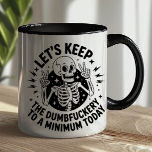 Caneca Esqueleto Sarcástico Sinal de Paz Atitude Antissoc