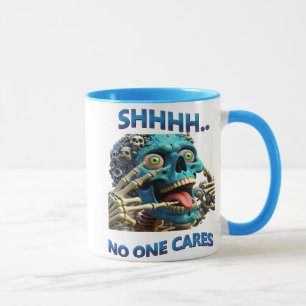 Caneca Esqueleto Silencioso: Shhh, Ninguém Se Preocupa