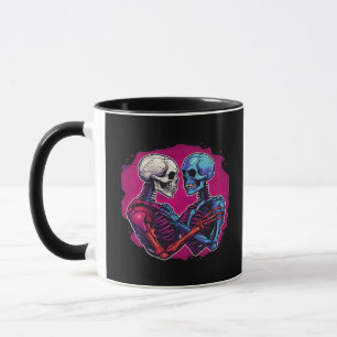 Caneca Esqueleto Tradicional Americano Segurando Tatuagem