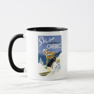Caneca Esqui da mulher - poster inglês e francês