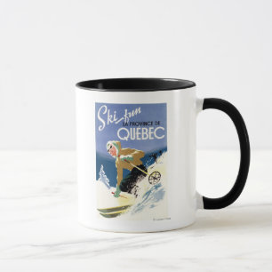 Caneca Esqui da mulher - poster inglês e francês