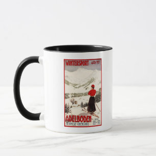 Caneca Esquiador da mulher que negligencia o poster de