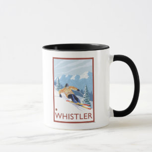 Caneca Esquiador da neve de Downhhill - assobiador, BC