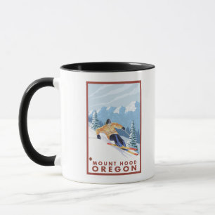 Caneca Esquiador da neve de Downhhill - capa da montagem,