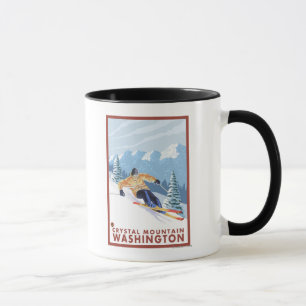 Caneca Esquiador da neve de Downhhill - montanha de