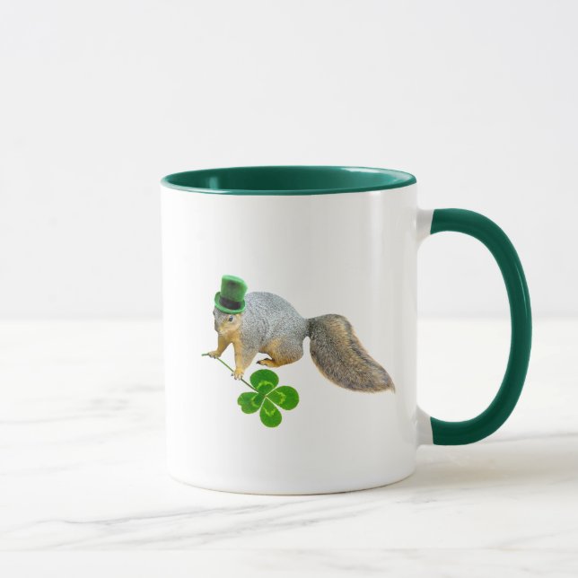 Caneca Esquilo com quadrado de quatro folhas (Direita)