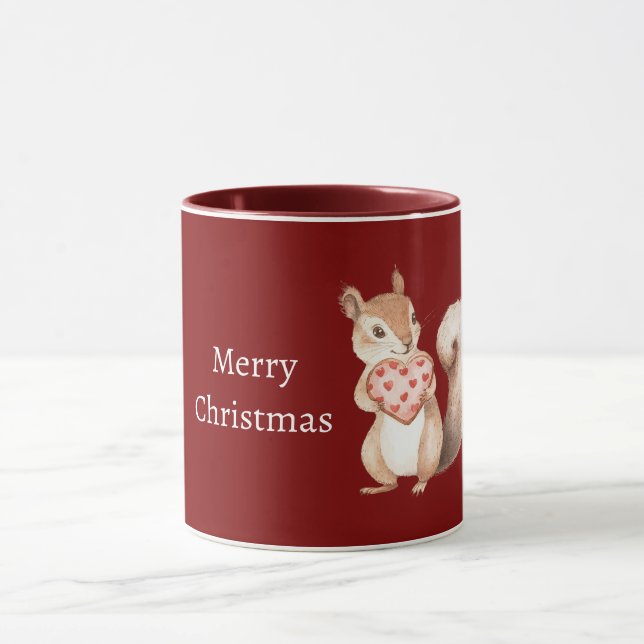 Caneca Esquilo de Corações Vermelhos Natal (Centro)
